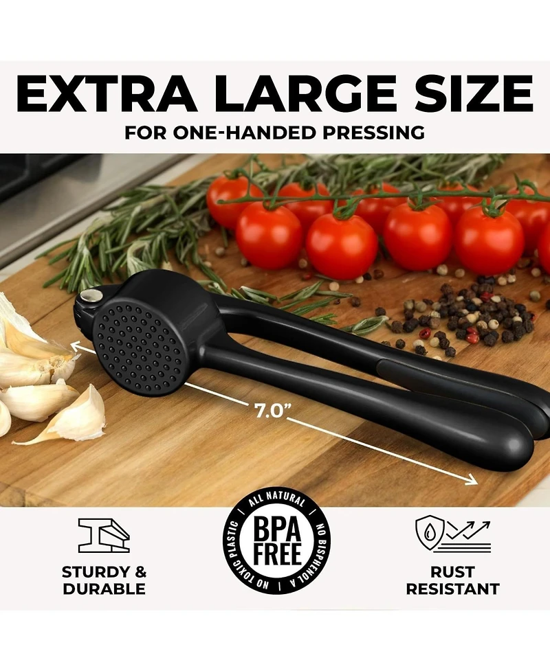 Large Premium Garlic Press Set - Bigger Bowl for