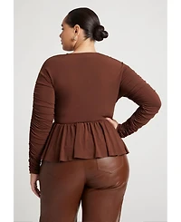 Eloquii Women's Shirred Peplum Top