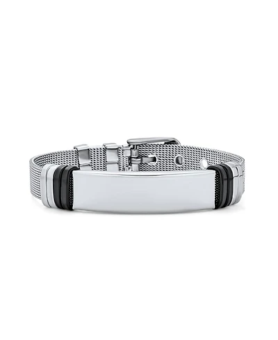 Bling Jewelry Identification Name Tag Bracelet Wrist Band Belt Buckle Mesh Bracelet Stainless Steel Adjustable