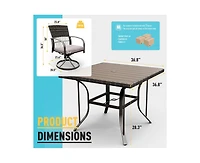 Pamapic 5-Piece Patio Outdoor Dining Set with Square Table and Rattan Swivel Chairs Green Cushion