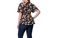 Kiyonna Plus Encore Short Sleeve Printed Top