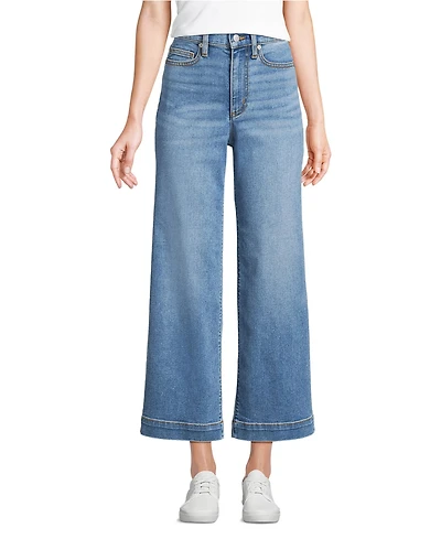 Lands' End Petite Recover Denim High Rise Wide Leg Crop Jeans
