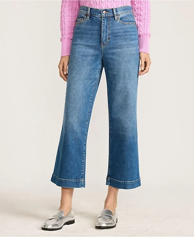 Lands' End Petite Recover Denim High Rise Wide Leg Crop Jeans