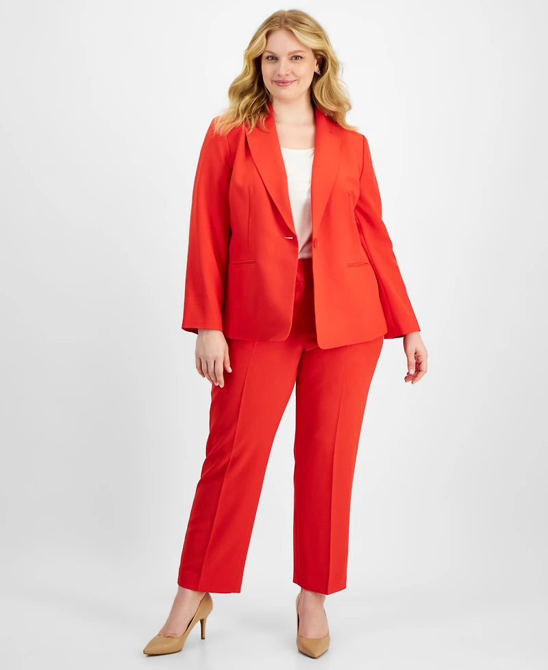 Le Suit Plus Single-Button Straight-Leg Pantsuit