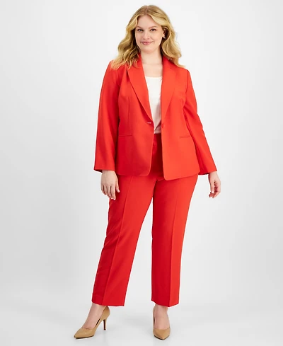 Le Suit Plus Single-Button Straight-Leg Pantsuit