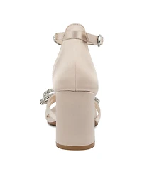 Jones New York Women's Earaman Block Heel Rhinestone Bow Dress Sandals