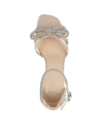 Jones New York Women's Earaman Block Heel Rhinestone Bow Dress Sandals