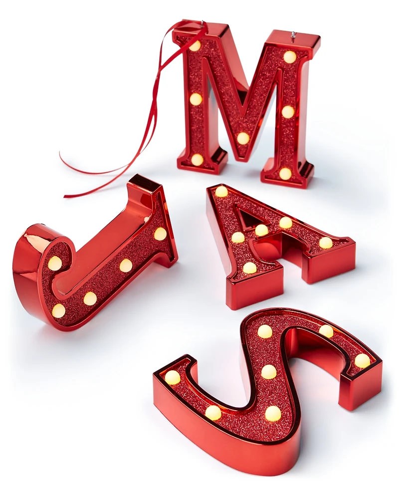 Ganz Light Up Initial Red Glitter Ornament