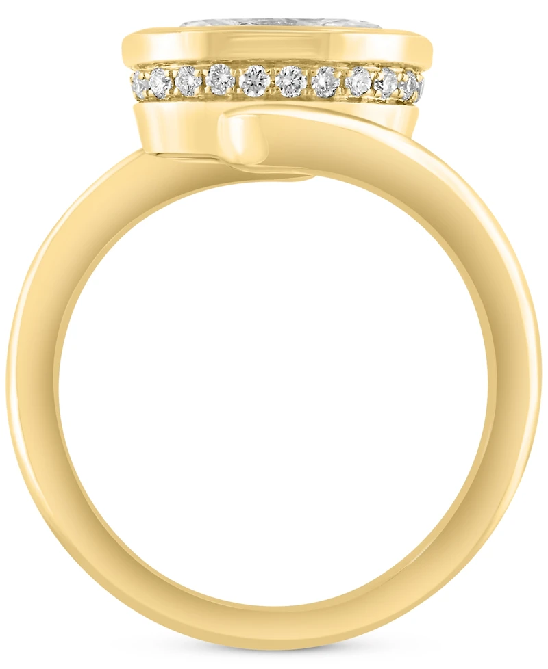 Effy Lab Grown Diamond Oval & Round Bezel Halo Swirl Ring (2-1/8 ct. t.w.) in 14k Gold