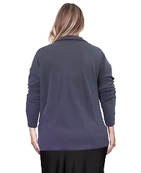 Plus Long Sleeve Collared Henley Button Up Shirt