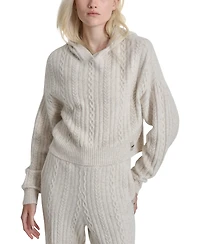 Dkny Sport Women's Cable-Knit Pullover Hooded Sweater