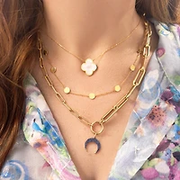 The Lovery Mother of Pearl Single Clover Necklace 14K Gold
