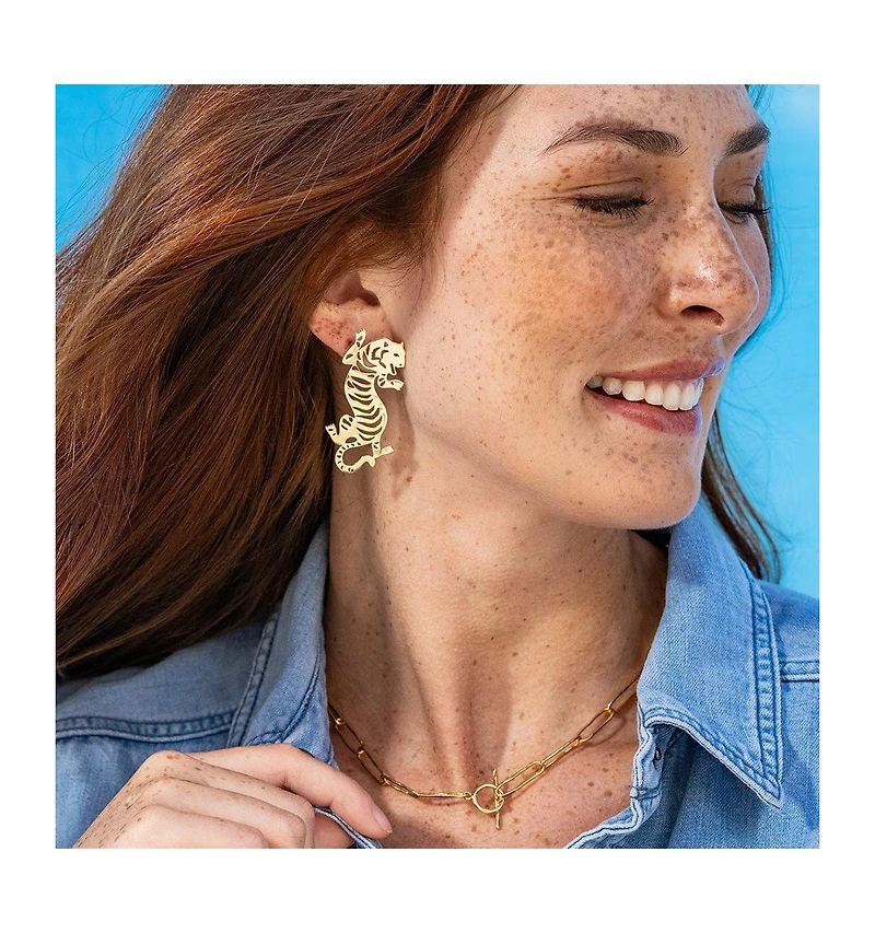 Ink + Alloy Bianca Tiger Statement Necklace Brass