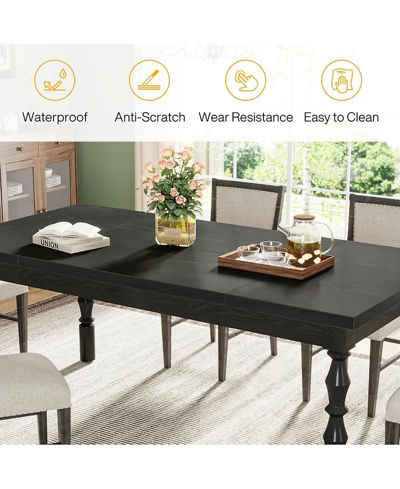 Tribesigns 62” Wood Dining Table for 4-6 People, Farmhouse Large Rectangle Kitchen Table