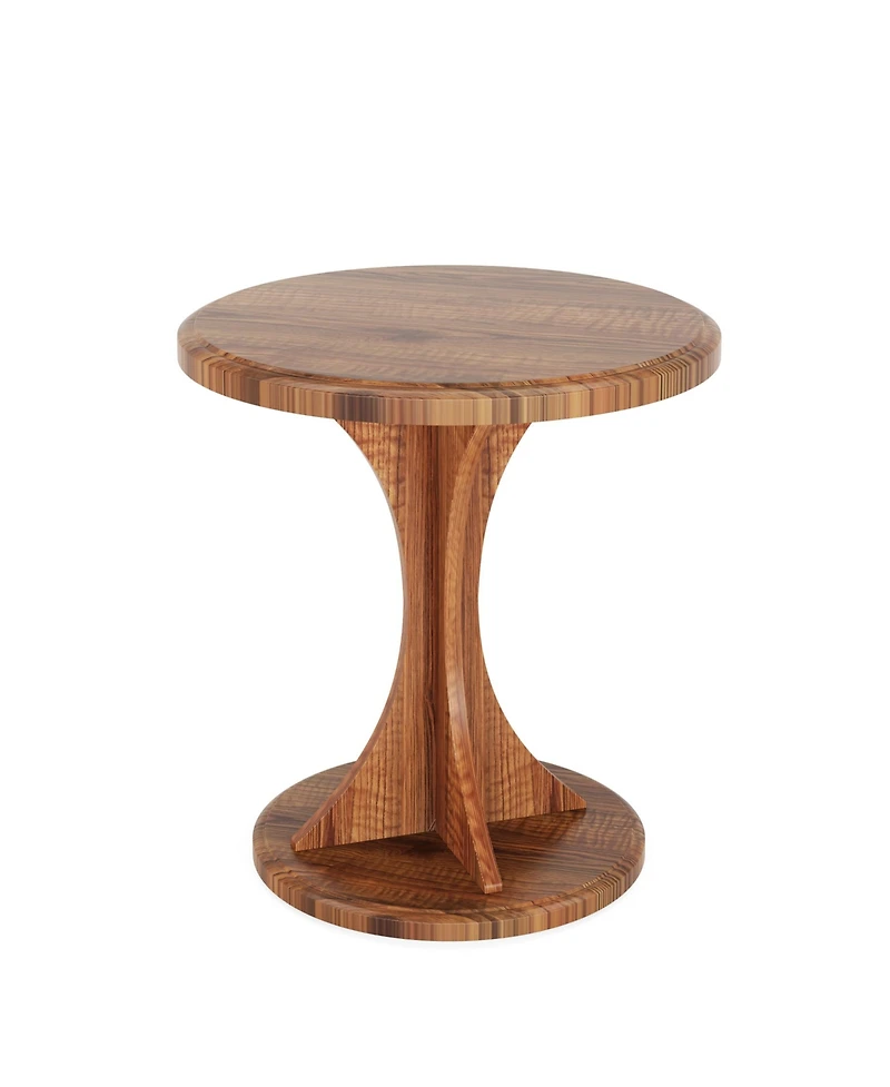 Tribesigns Round End Side Table: Wood Small Sofa Chair Side Table for Living Room, Mid-Century Bedside Nightstand for Bedroom,Vintage Brown