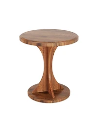 Tribesigns Round End Side Table: Wood Small Sofa Chair Side Table for Living Room, Mid-Century Bedside Nightstand for Bedroom,Vintage Brown