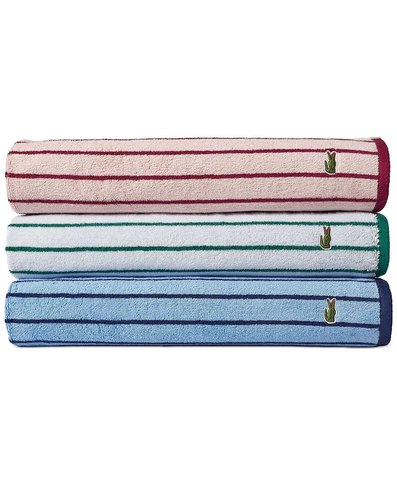 Lacoste Home Centre Mark Cotton Jacquard Stripe Bath Towel, 30" x 52"
