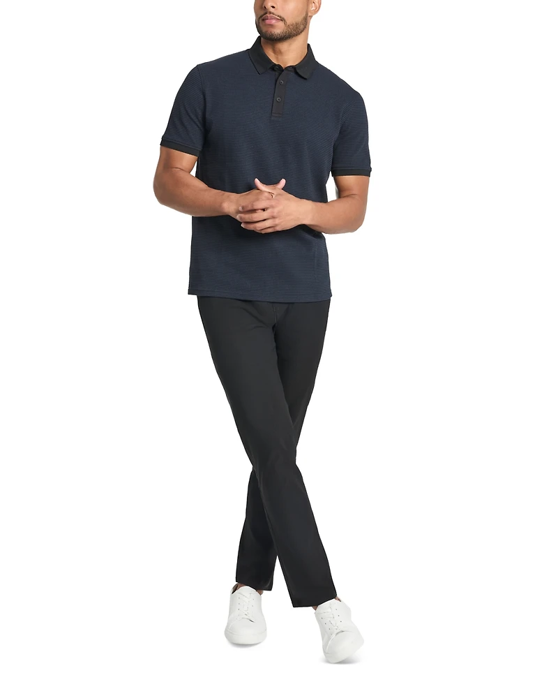 Kenneth Cole Men's Slim-Fit 4-Way Stretch Textured-Knit Polo Shirt