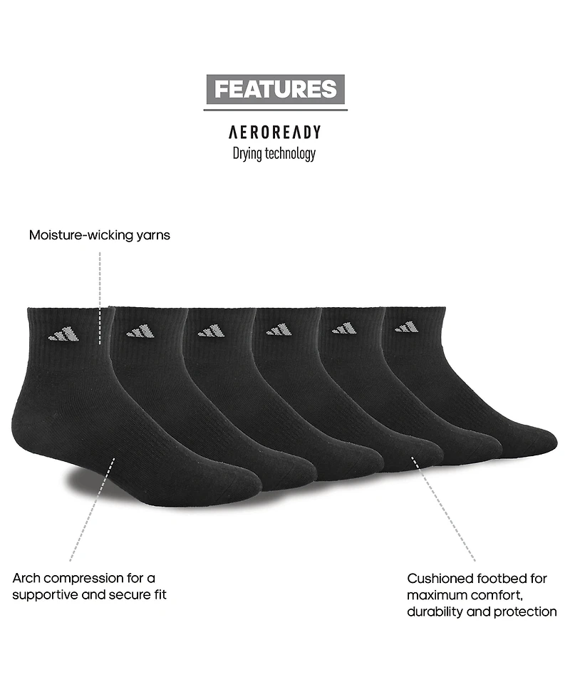 adidas Men's Athletic 6-Pk. Cushioned Quarter Socks