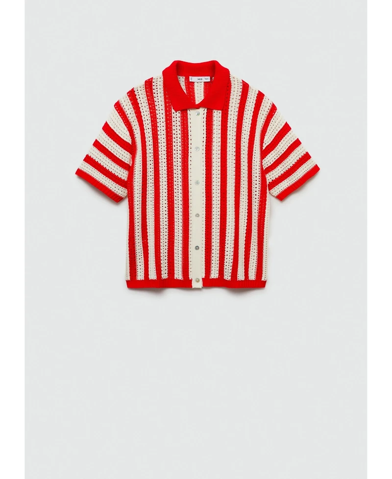 Mango Women's Striped Openwork Cardigan sweater