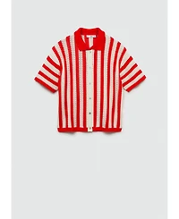 Mango Women's Striped Openwork Cardigan sweater