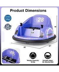 12V Electric 360° Spin Car Toy Ride on Bumper Car for Toddlers with Remote Control