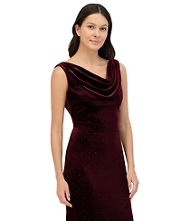 Eliza J Women's Embellished Cowlneck Sleeveless Velvet Gown