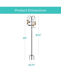 Best Choice Products 89in 6-Hook Bird Feeding Station, Steel Multi-Feeder Stand w/ 4 Feeders, Tray, Bath