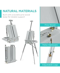 Best Choice Products French Easel, 32pc Beginners Kit Portable Wooden Adjustable Tripod w/ Paint Supplies