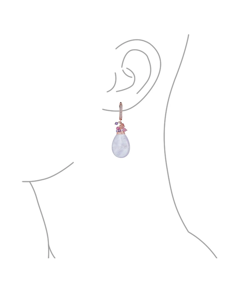 Bling Jewelry Natural Teardrop Stone and Multi-Color Beads Accent Crystal Drop Earrings Gold Plated