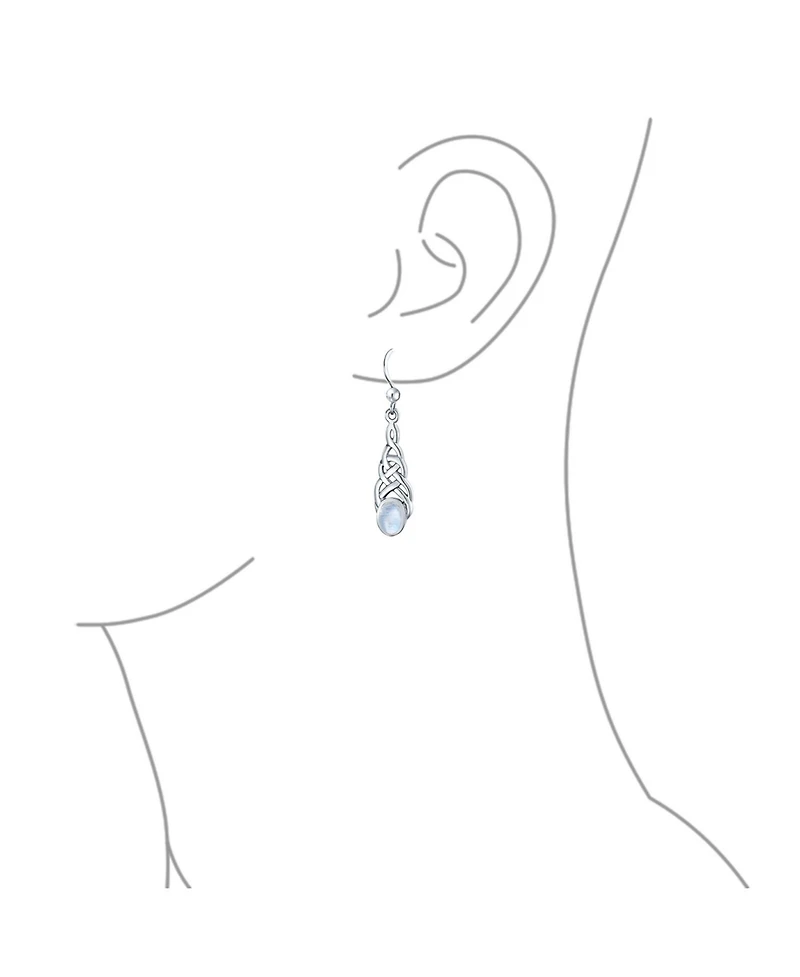 Bling Jewelry Blue Topaz Amethyst Moonstone Celtic Knot Dangle Earrings in Sterling Silver