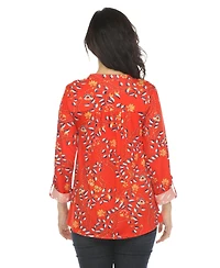 White Mark Women's Paisley Button Front Tunic Top