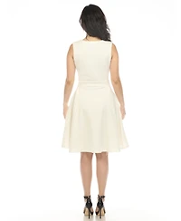 White Mark Women's Tweed Fit and Flare Dress