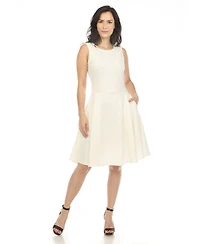 White Mark Women's Tweed Fit and Flare Dress
