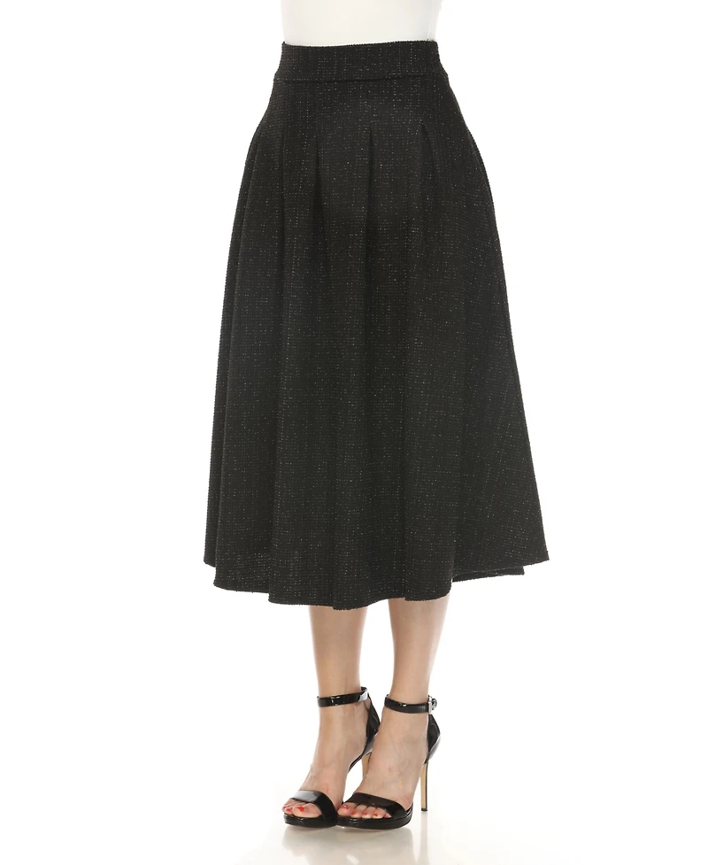 White Mark Women's Tweed Midi Skirt