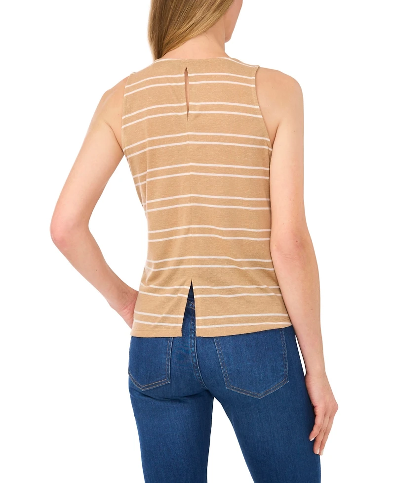 CeCe Women's Double Stripe Linen Tank Top
