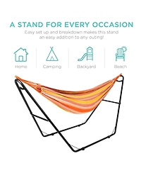 Best Choice Products Outdoor Adjustable Steel Hammock Stand for 9-14ft Hammocks w/ Hooks, Carrying Bag, 450lb Capacity