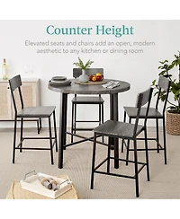 Best Choice Products 5-Piece Modern Round Counter Height Dining Set w/ 4 Chairs, 1.5in Thick Table