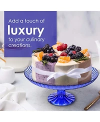 Amici Home Flower Footed Glass Cake Stand - Amber