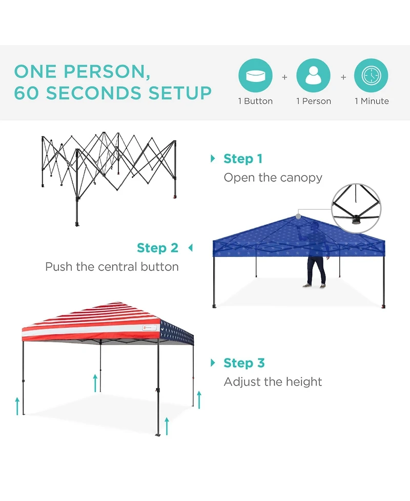 Best Choice Products 8x8ft Easy Setup Pop Up Canopy w/ 1-Button Setup, Wheeled Case