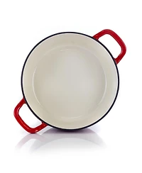 MegaChef 5 Quarts Round Enameled Cast Iron Casserole with Lid in Red