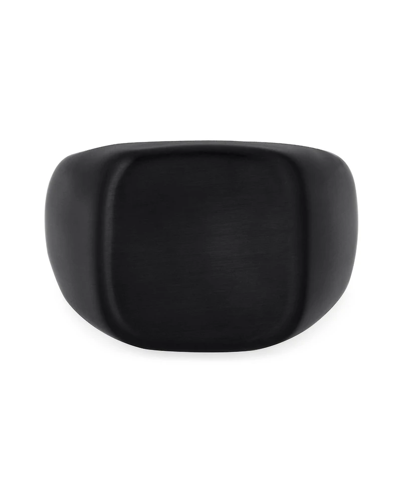 Bling Jewelry Mens Large Square Black Signet Ring Stainless Steel Matte Finish