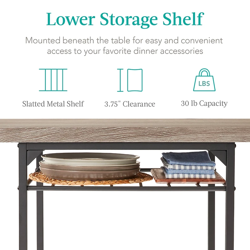 Best Choice Products 3-Piece Modern Dining Set, Square Table & Chairs Set w/ Steel Frame, Built-In Storage Rack