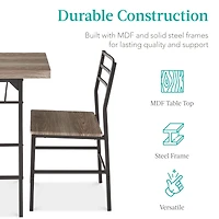 Best Choice Products 3-Piece Modern Dining Set, Square Table & Chairs Set w/ Steel Frame, Built-In Storage Rack