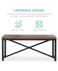 Best Choice Products 45.5in 3-Piece Bench Style Dining Furniture Set, 4-Person Dinette w/ 2 Benches, Table