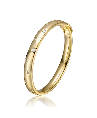 14K Gold Plated Starry Galaxy Cubic Zirconia Bangle Bracelet