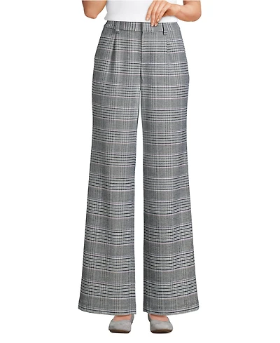 Lands' End Women's Brushed Flannel High Rise Pleated Wide Leg Pants