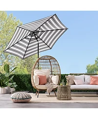 Best Choice Products 10ft Outdoor Steel Striped Market Patio Umbrella w/ Crank, Tilt Push Button, 6 Ribs