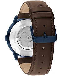 Tommy Hilfiger Men's Automatic Brown Leather Strap Watch 43mm