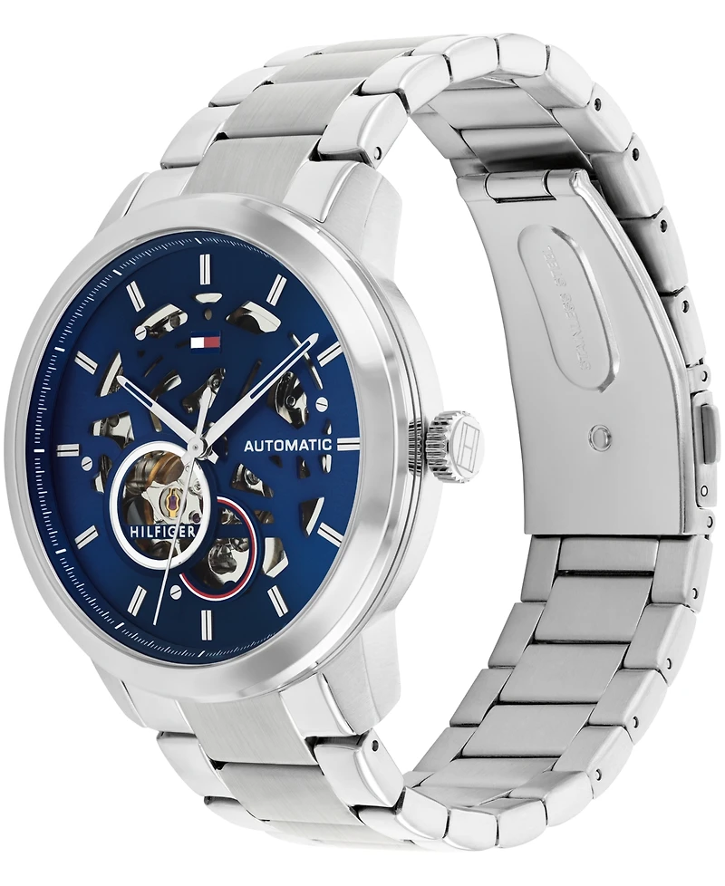 Tommy Hilfiger Men's Automatic Silver-Tone Stainless Steel Bracelet Watch 43mm